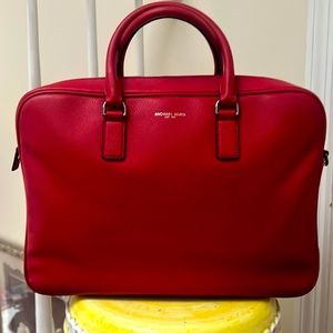 Michael Kors Red Leather Briefcase Laptop